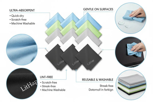 15 Pack Microfiber Glasses Cleaning Cloths - Glasses & Eyeglass Cleaner Wipes|Lens Cleaning Wipes for Mobile Phones Watches Screens and All Delicate Surfaces(7 'x 6') The Blue Coil