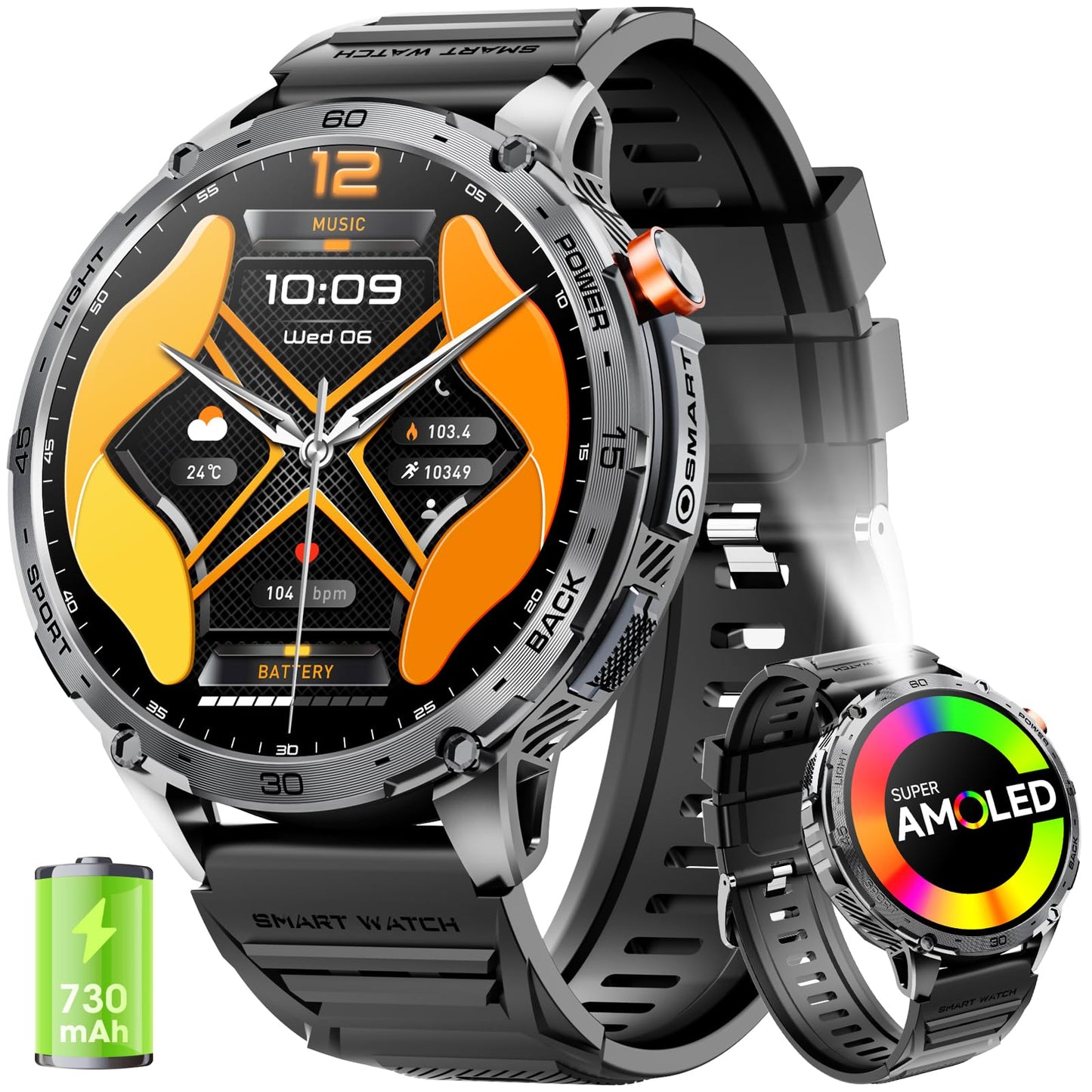 Blue Coit Tech Rugged Smartwatch: 1.75" AMOLED & 730mAh Battery