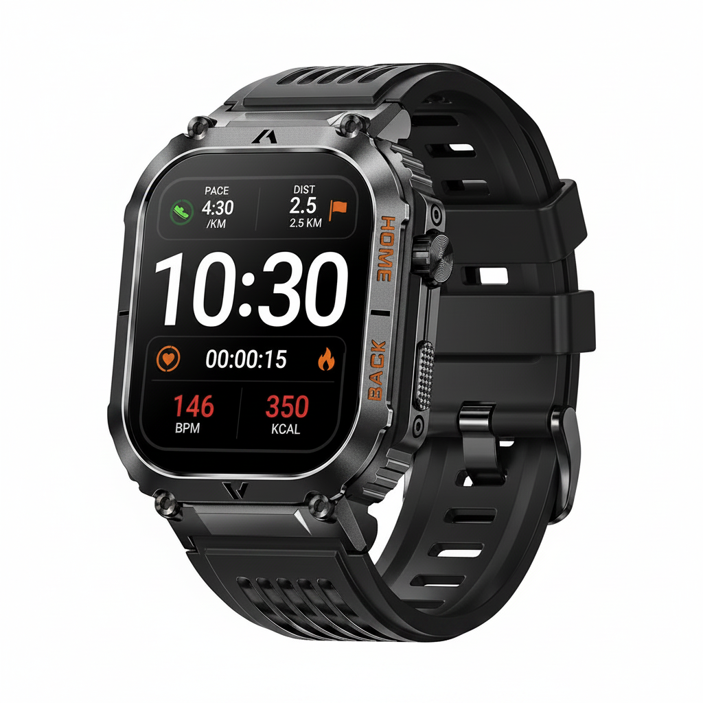 Blue Coil Tech Men's Military Smart Watch – 5ATM Waterproof Tactical Smartwatch