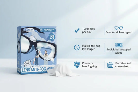 Anti-Fog Lens Wipes Pre-Moistened Anti-Fog Wipes| Glasses Cleaner Safely Cleans Glasses Sunglasses Phone Screen Electronics & Camera Lens (100 Count) The Blue Coil