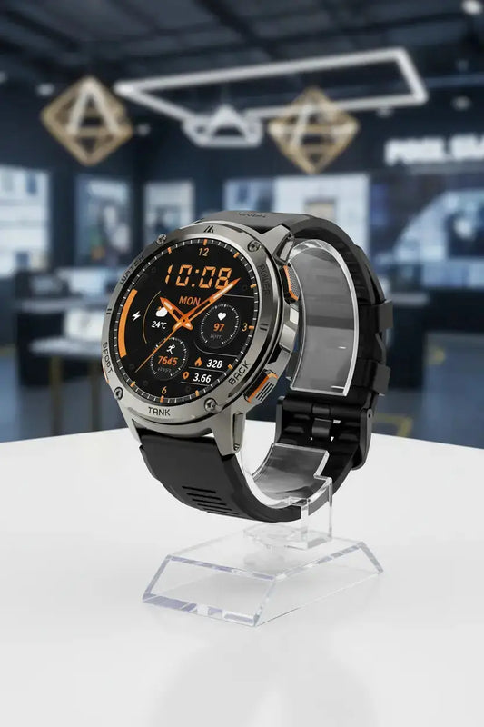 HIDAMEL Smart Watches for Men 480mAh Extra-Large Battery 50M Waterproof Military Fitness Watch Full Metal Body Answer/Make Call AI Voice Compatible for Android & iOS (Black) The Blue Coil