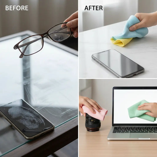 SUNEZLGO 12PCS Microfiber Cleaning Cloths Thickened Eyeglass Cleaning Cloth The Blue Coil