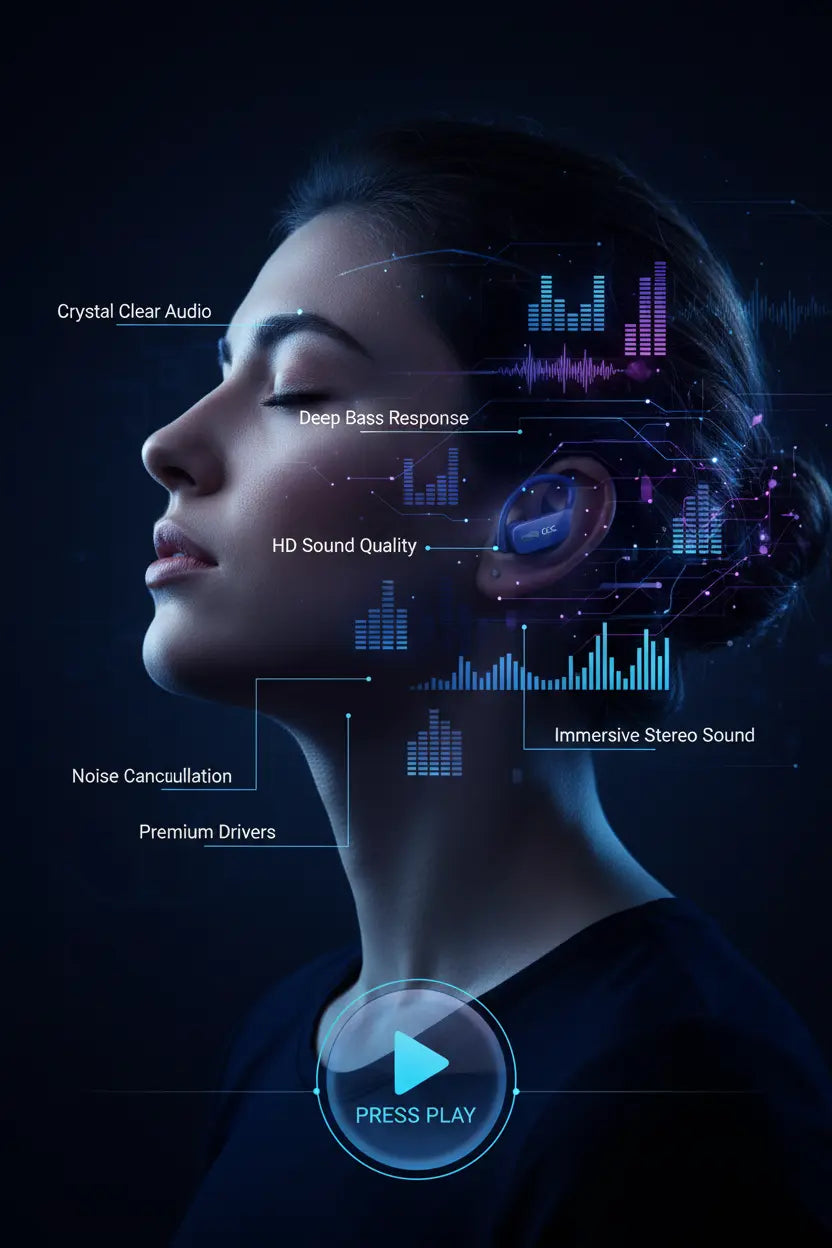 Wireless Earbuds Bluetooth 5.3 Headphones Ear Buds with Microphone 96Hrs Playback Sports Earhook Waterproof in Ear Earphones LED Power Display Headset Zyphorista/OCC1AM