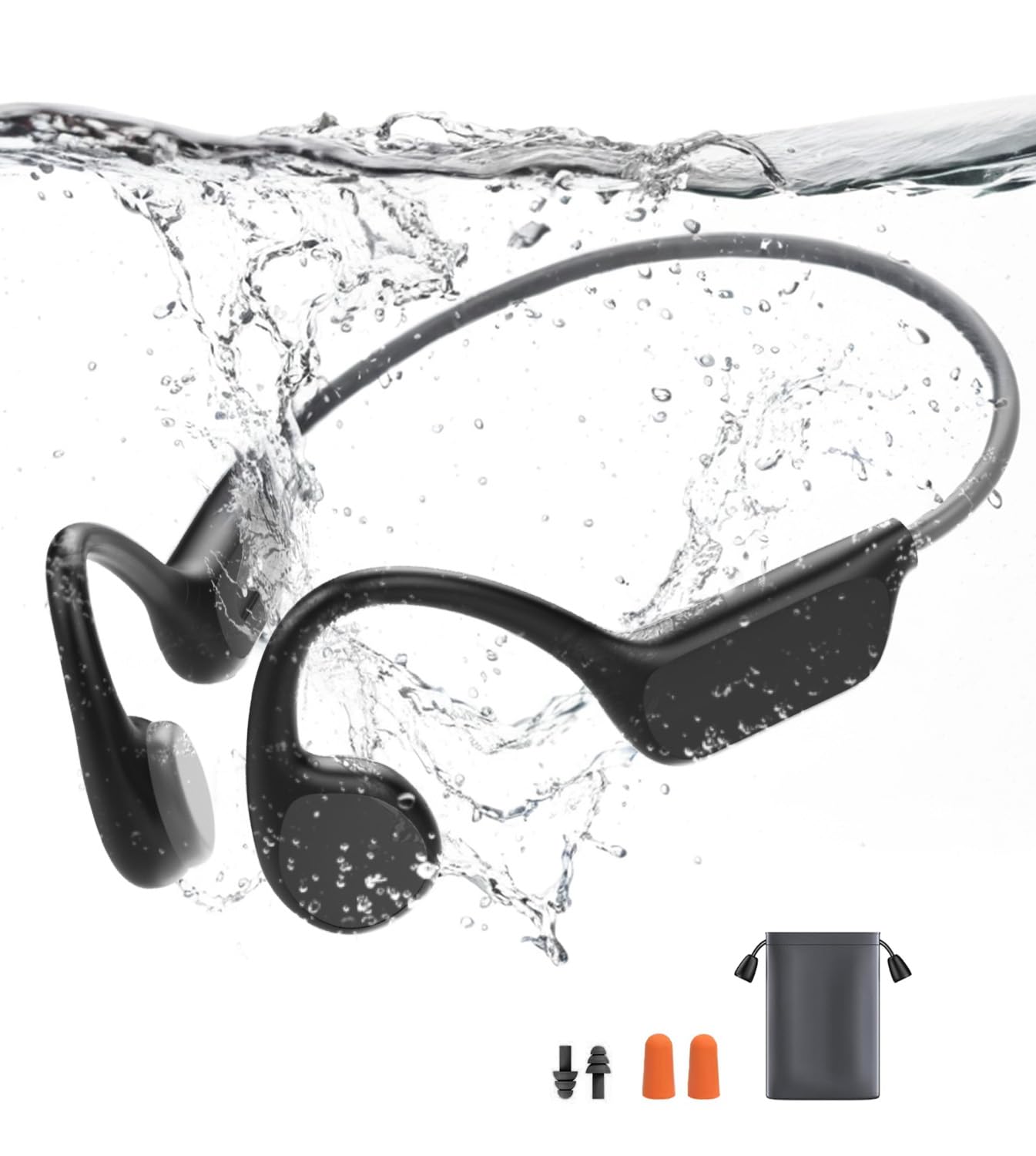 Bone Conduction Headphones Swimming IPX8 Professional Waterproof Headphones Swimming Built-in 32G Memory Open Ear Wireless Bluetooth 5.4 Underwater Earbuds with Mic for Running Cycling Workout