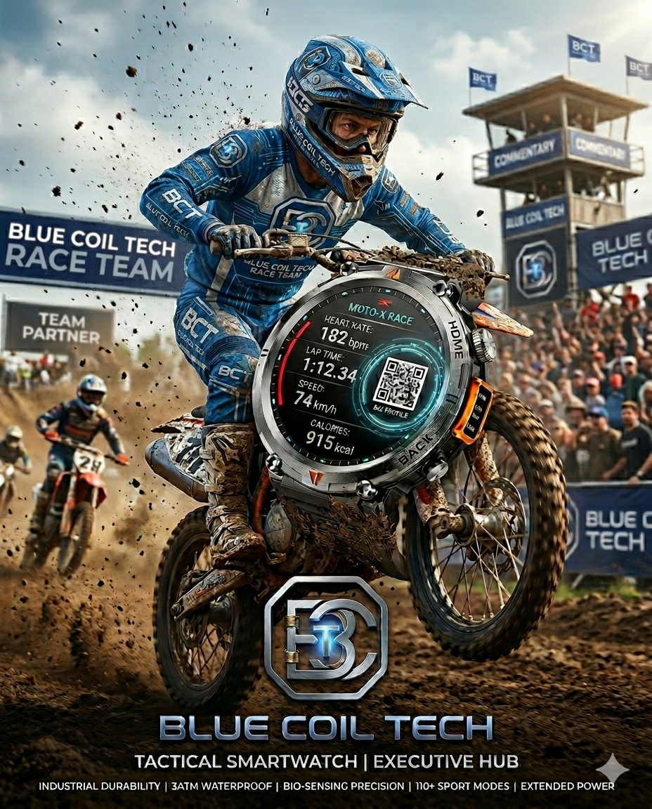 Blue Coil Tech Men's Tactical Smartwatch | Rugged 3ATM