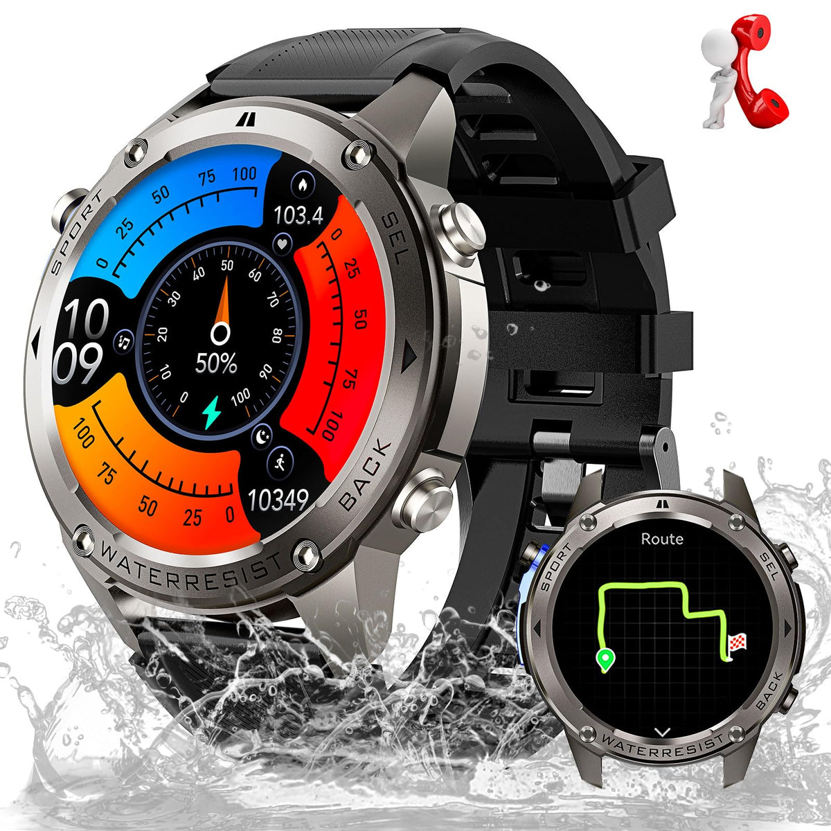 Military Smart Watch for Men w/ GPS & AMOLED | 5ATM