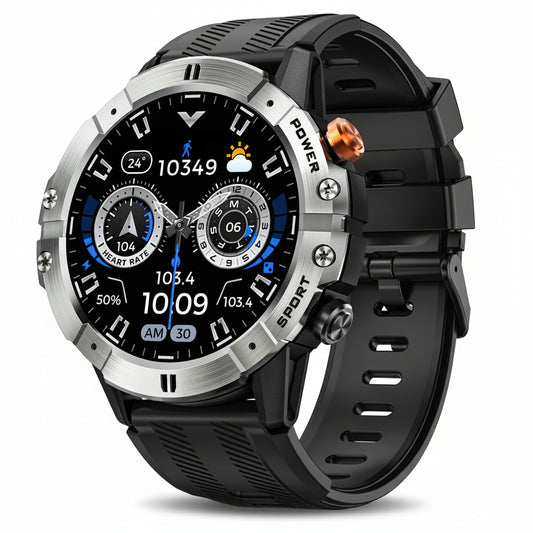 Blue Coil Tech Titanium Tactical Smartwatch – Rugged Health & Fitness Tracker