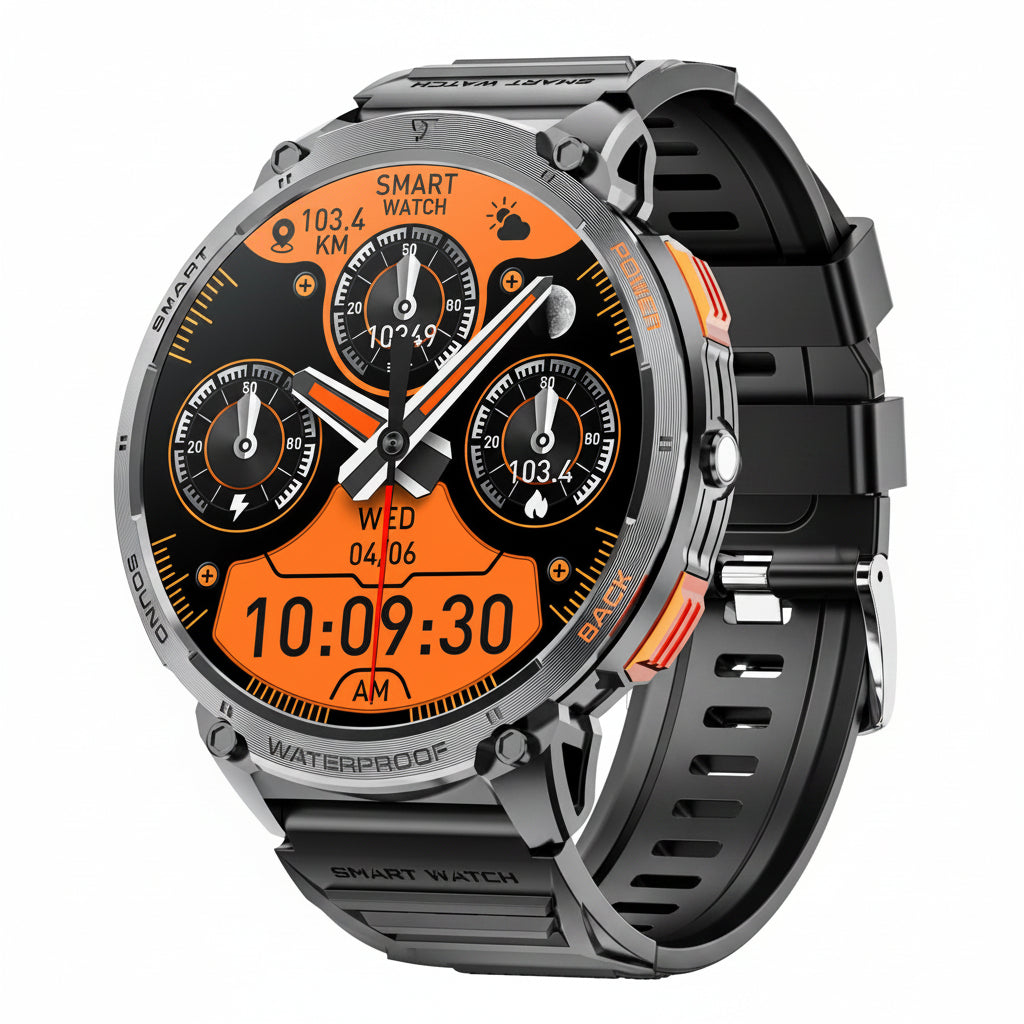 Military Smart Watch for Men 1.85" HD Touch Screen 730mAh Battery Smart Watches with LED Flashlight for Android iOS （Bluetooth Call Answer/Dial Calls） Fitness Tracker with Heart Rate Blood