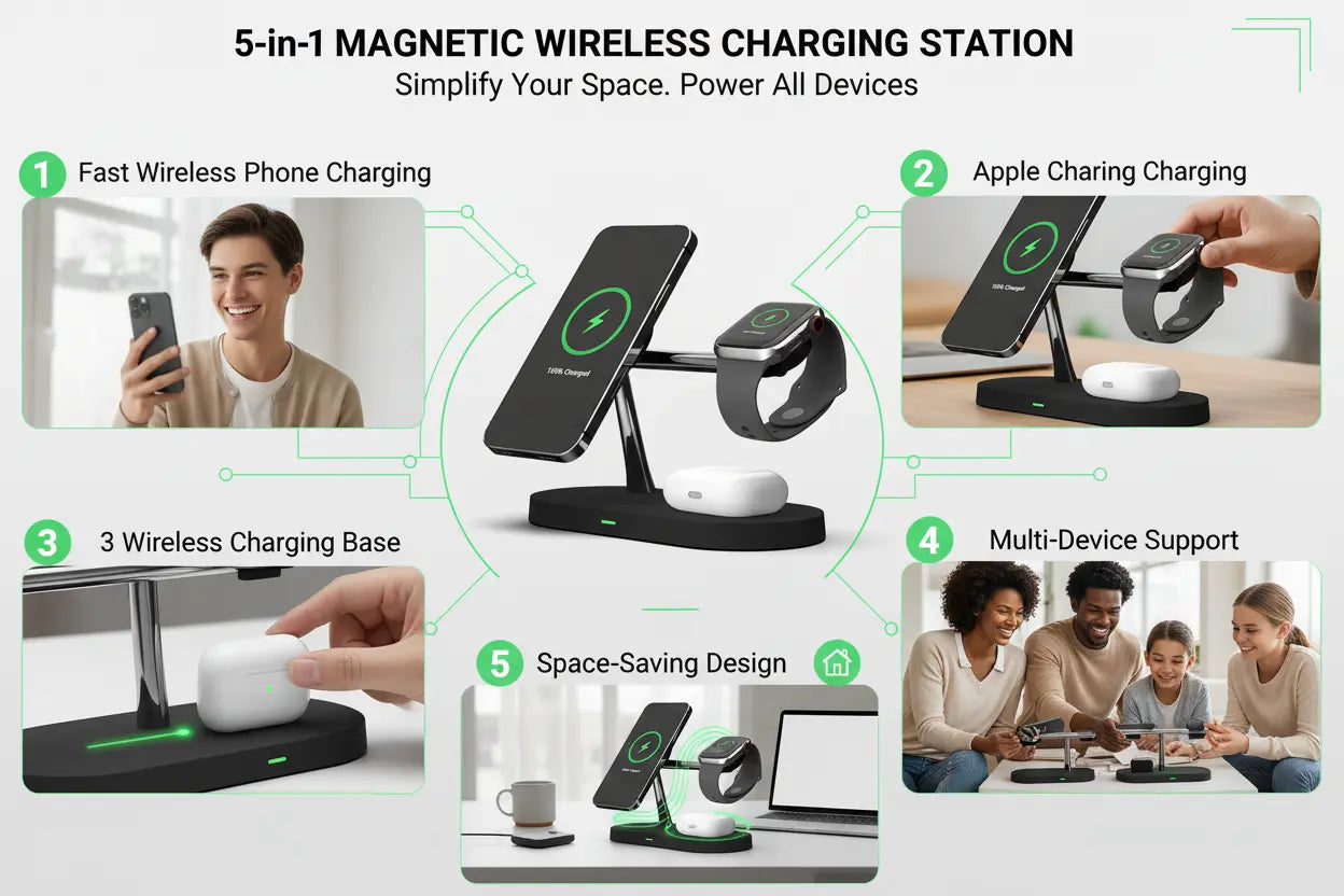 5-in-1 Magnetic Wireless Charging Station The Blue Coil