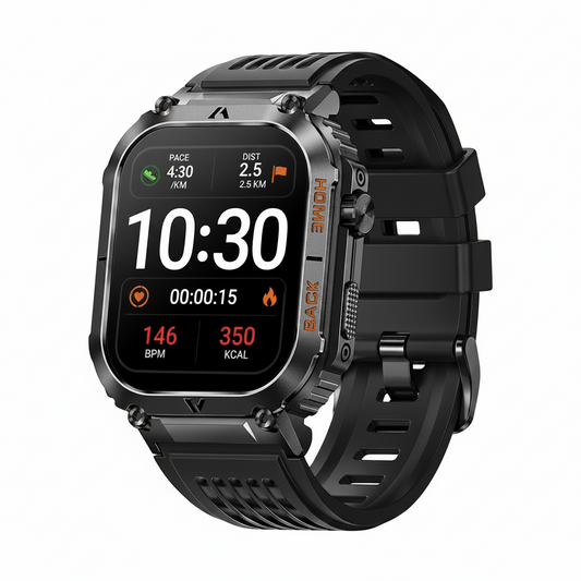 Blue Coil Tech Men's Military Smart Watch – 5ATM Waterproof Tactical Smartwatch