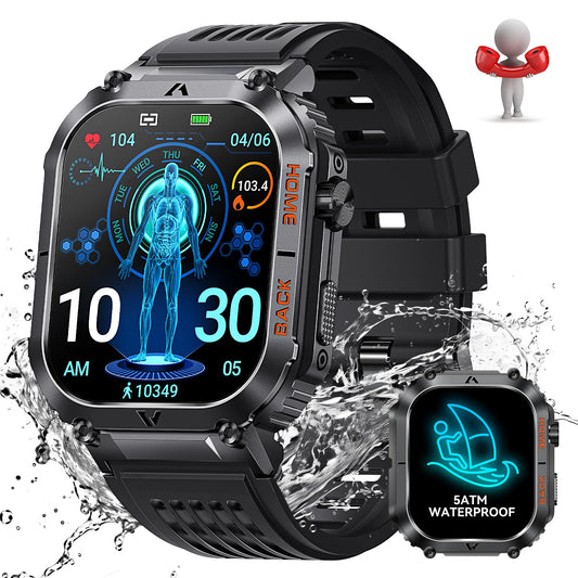 Smartwatch with water resistance feature on a white background