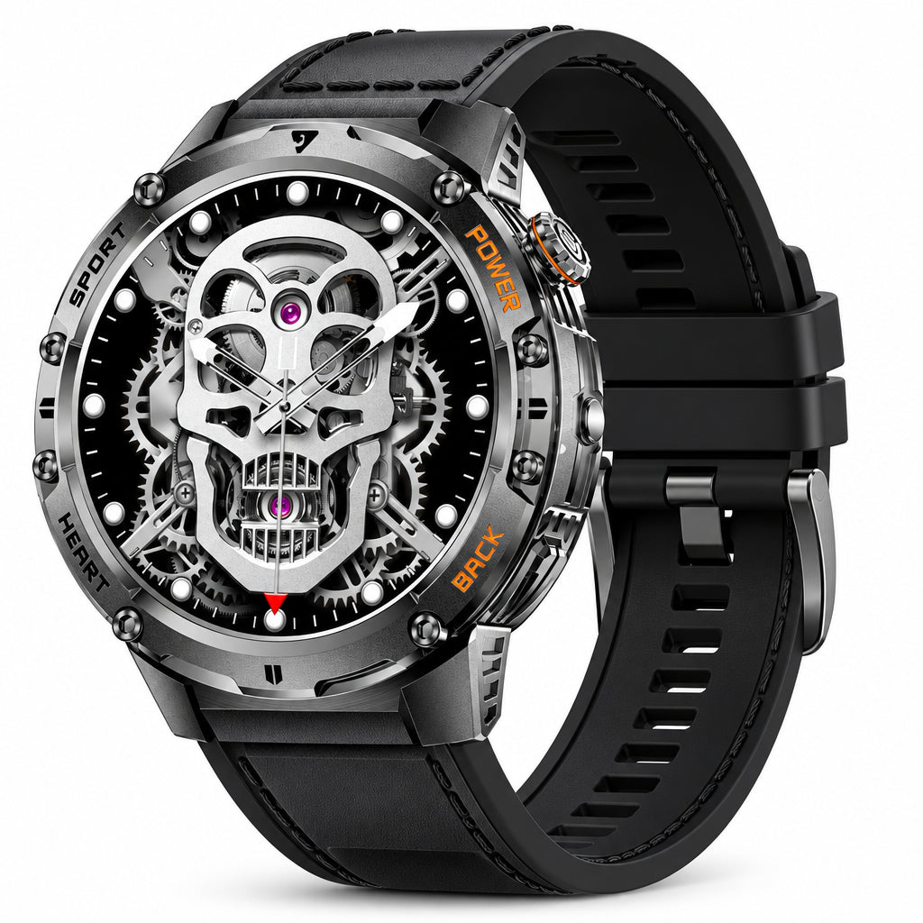 Military Smart Watches for Men with LED Flashlight(Answer/Make Calls)530mAh Large Battery1.43’’ AMOLED5ATM Waterproof Smartwatch for Android iOS130+Sport Modes Heart Rate/Sleep Monitor Leather