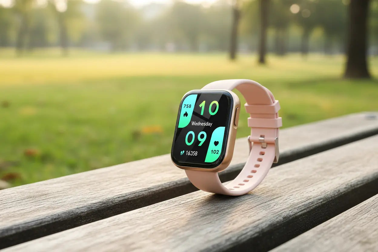 ANCwear Fitness Tracker Smartwatch for Women Bluetooth Calling iOS Compatible IP67 Waterproof Heart Rate Monitor Activity/Sleep Tracker (Rose Gold) The Blue Coil