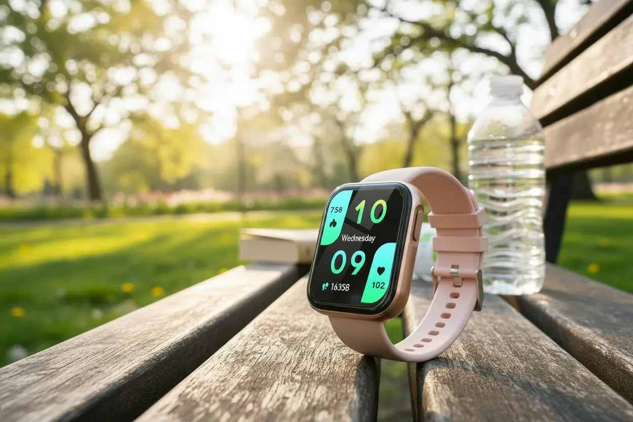 ANCwear Fitness Tracker Smartwatch for Women Bluetooth Calling iOS Compatible IP67 Waterproof Heart Rate Monitor Activity/Sleep Tracker (Rose Gold) The Blue Coil