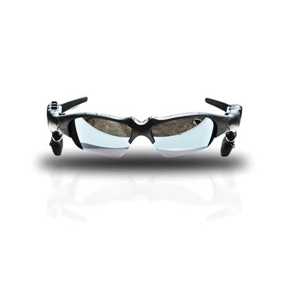 Bluetooth Sunglasses for Men Polarized Lenses Foldable Design Integrated Adjustable Earphones (White mirror)