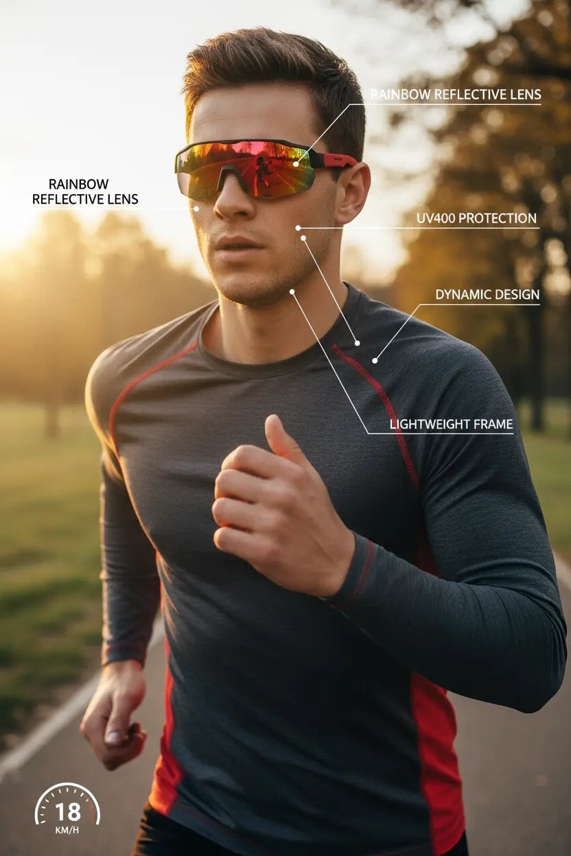 COSMOING Sport Smart Sunglasses Cycling Bluetooth Sunglasses for Men Women Magnetic Charging Bluetooth 5.3 with UV Protection Stereo Audio Wireless Headset for Cycling Running Hiking