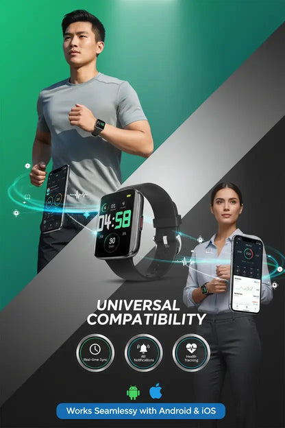 Cattle Herder Smart Watch for Android Phones Smart Watch for Men Women 1.69" Curved Screen Smartwatch Waterproof Fitness Tracker Fitness Watches (Black/Blue) The Blue Coil