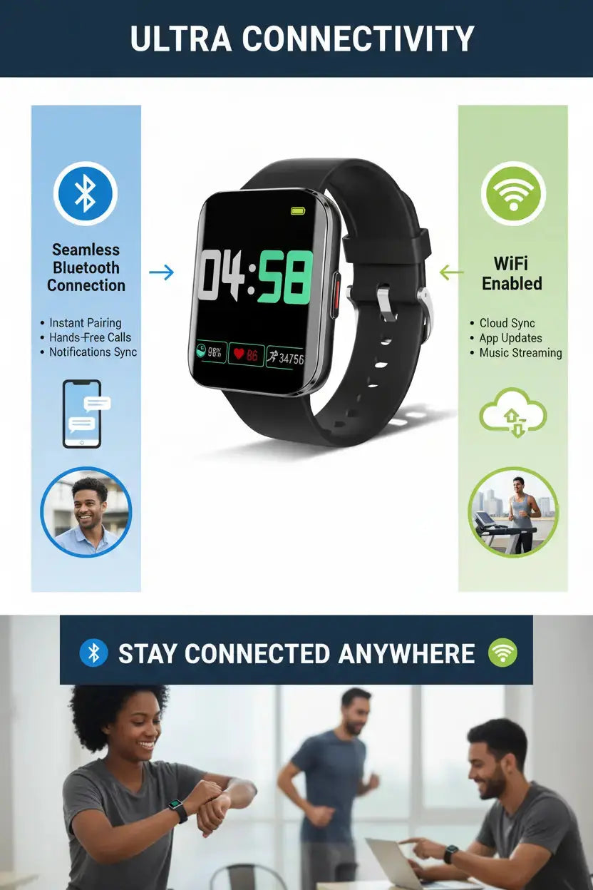 Cattle Herder Smart Watch for Android Phones Smart Watch for Men Women 1.69" Curved Screen Smartwatch Waterproof Fitness Tracker Fitness Watches (Black/Blue) The Blue Coil