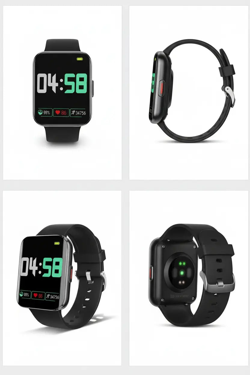 Cattle Herder Smart Watch for Android Phones Smart Watch for Men Women 1.69" Curved Screen Smartwatch Waterproof Fitness Tracker Fitness Watches (Black/Blue)