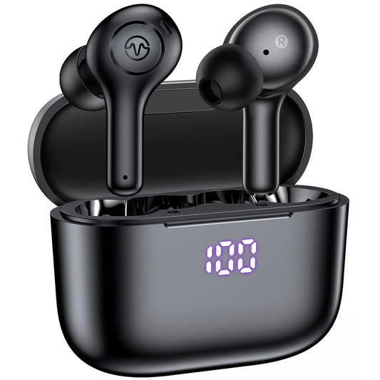 Ear Buds Bluetooth Headphones Wireless Earbuds 50H Playback Waterproof Stereo Earphones with Wireless Charging Case LED Power Display in-Ear Headset Built-in Mic Clear Call for Workout Home Office