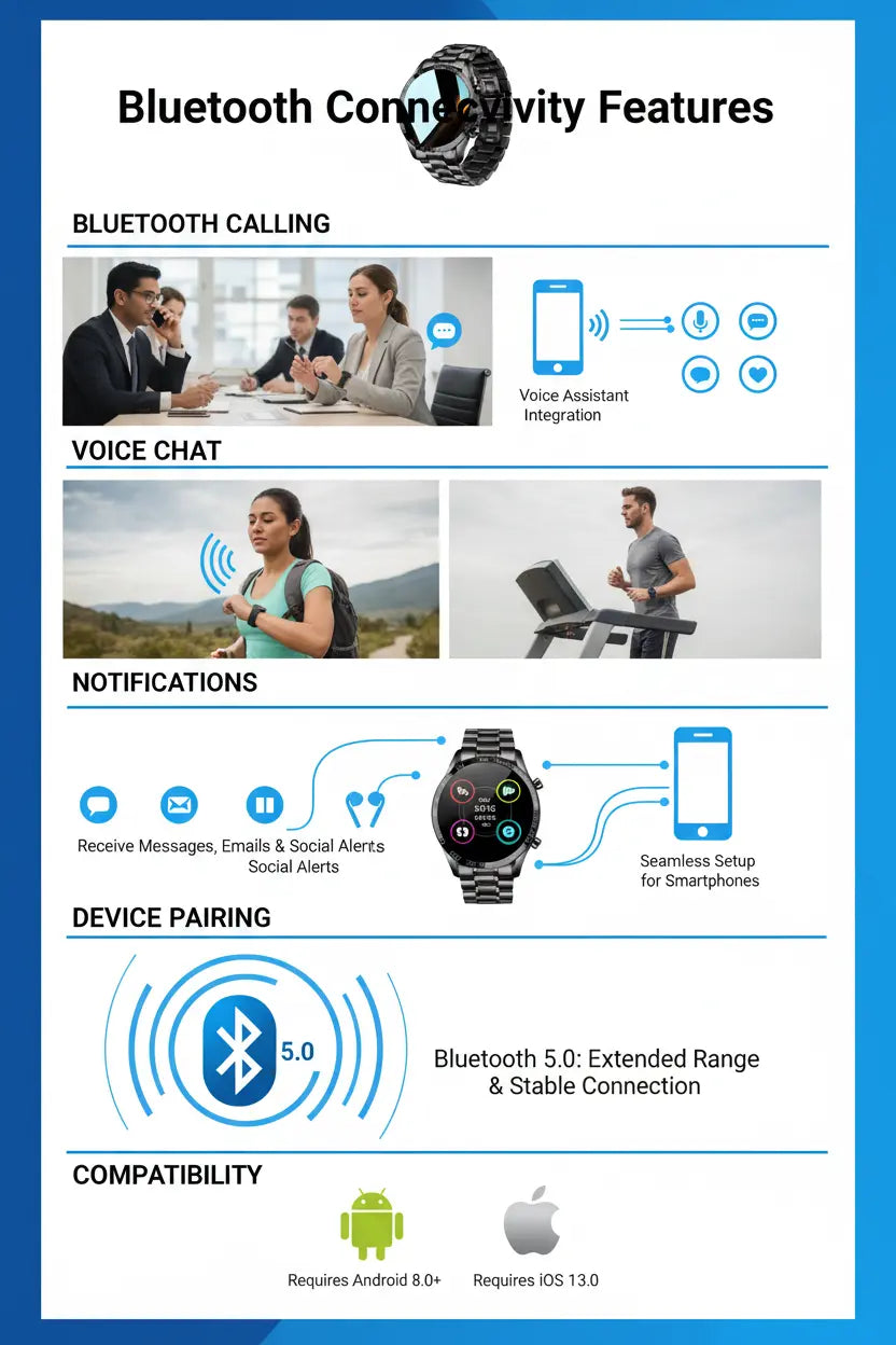 FILIEKEU Men Smart Watch for Android iOS Bluetooth Calls Voice Chat with Heart Rate/Sleep Monitor Fitness Tracker 1.3" Full Touch Screen IP67 Waterproof Stainless Steel Activity Tracker for Men