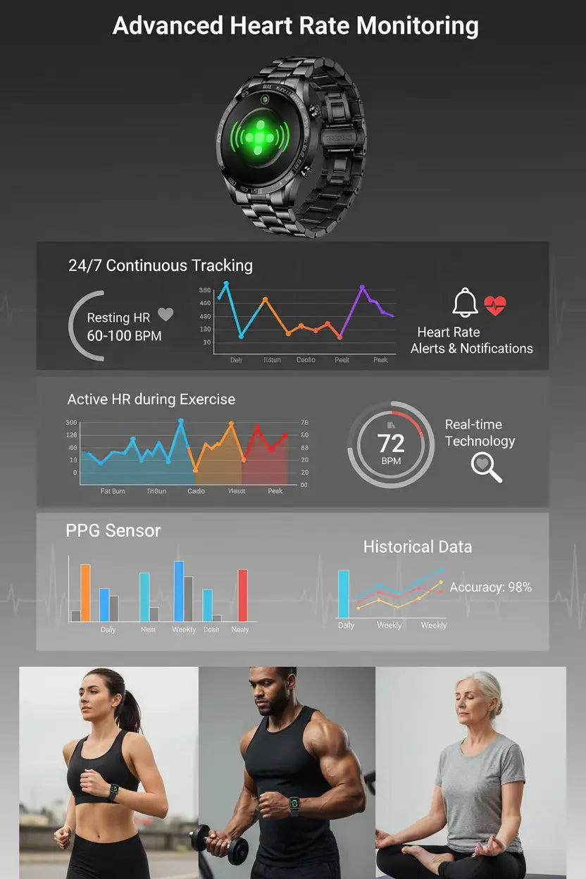 FILIEKEU Men Smart Watch for Android iOS Bluetooth Calls Voice Chat with Heart Rate/Sleep Monitor Fitness Tracker 1.3" Full Touch Screen IP67 Waterproof Stainless Steel Activity Tracker for Men