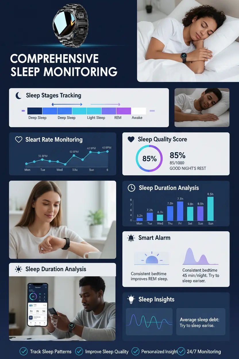 FILIEKEU Men Smart Watch for Android iOS Bluetooth Calls Voice Chat with Heart Rate/Sleep Monitor Fitness Tracker 1.3" Full Touch Screen IP67 Waterproof Stainless Steel Activity Tracker for Men