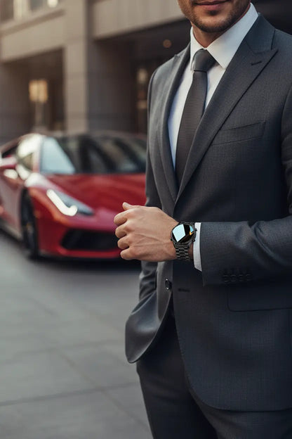 FILIEKEU Men Smart Watch for Android iOS Bluetooth Calls Voice Chat with Heart Rate/Sleep Monitor Fitness Tracker 1.3" Full Touch Screen IP67 Waterproof Stainless Steel Activity Tracker for Men