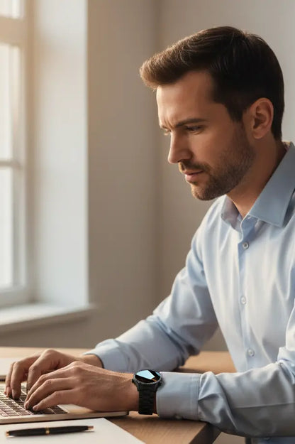 FILIEKEU Men Smart Watch for Android iOS Bluetooth Calls Voice Chat with Heart Rate/Sleep Monitor Fitness Tracker 1.3" Full Touch Screen IP67 Waterproof Stainless Steel Activity Tracker for Men