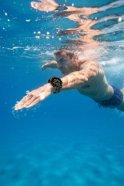 FILIEKEU Men Smart Watch for Android iOS Bluetooth Calls Voice Chat with Heart Rate/Sleep Monitor Fitness Tracker 1.3" Full Touch Screen IP67 Waterproof Stainless Steel Activity Tracker for Men