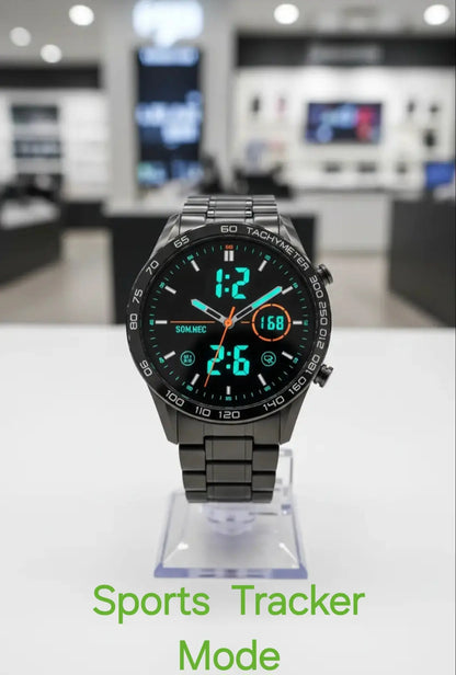 FILIEKEU Men Smart Watch for Android iOS Bluetooth Calls Voice Chat with Heart Rate/Sleep Monitor Fitness Tracker 1.3" Full Touch Screen IP67 Waterproof Stainless Steel Activity Tracker for Men