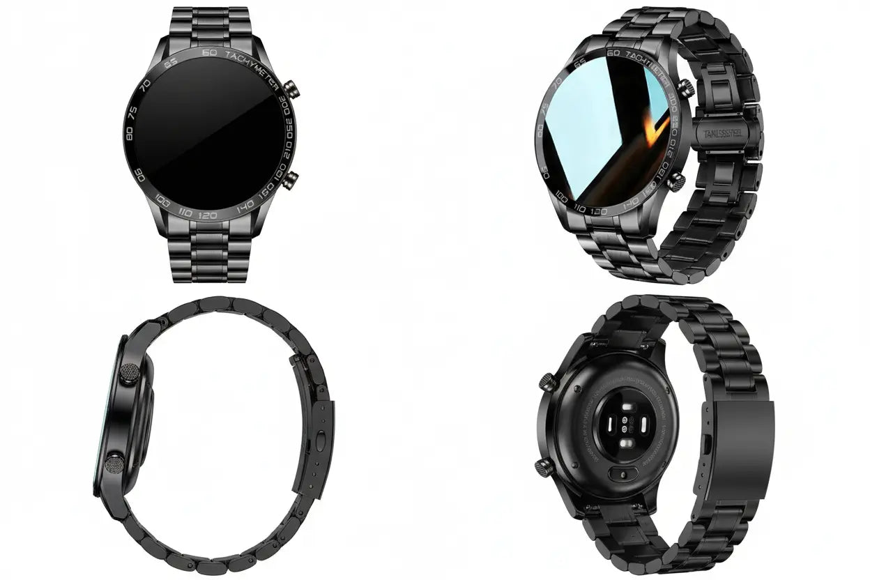 FILIEKEU Men Smart Watch for Android iOS Bluetooth Calls Voice Chat with Heart Rate/Sleep Monitor Fitness Tracker 1.3" Full Touch Screen IP67 Waterproof Stainless Steel Activity Tracker for Men