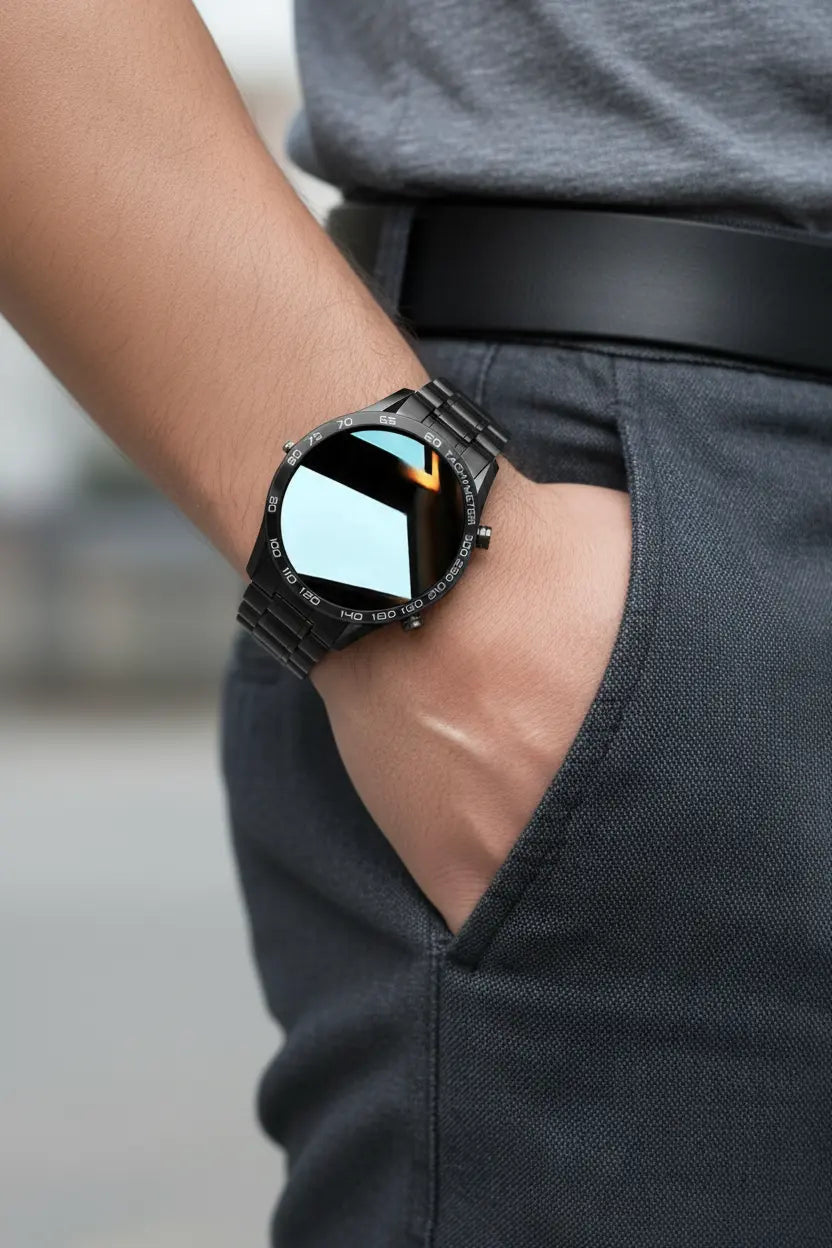 FILIEKEU Men Smart Watch for Android iOS Bluetooth Calls Voice Chat with Heart Rate/Sleep Monitor Fitness Tracker 1.3" Full Touch Screen IP67 Waterproof Stainless Steel Activity Tracker for Men