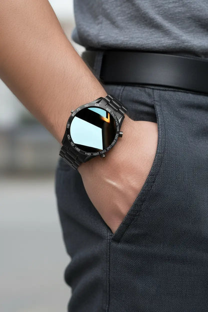 FILIEKEU Men Smart Watch for Android iOS Bluetooth Calls Voice Chat with Heart Rate/Sleep Monitor Fitness Tracker 1.3" Full Touch Screen IP67 Waterproof Stainless Steel Activity Tracker for Men