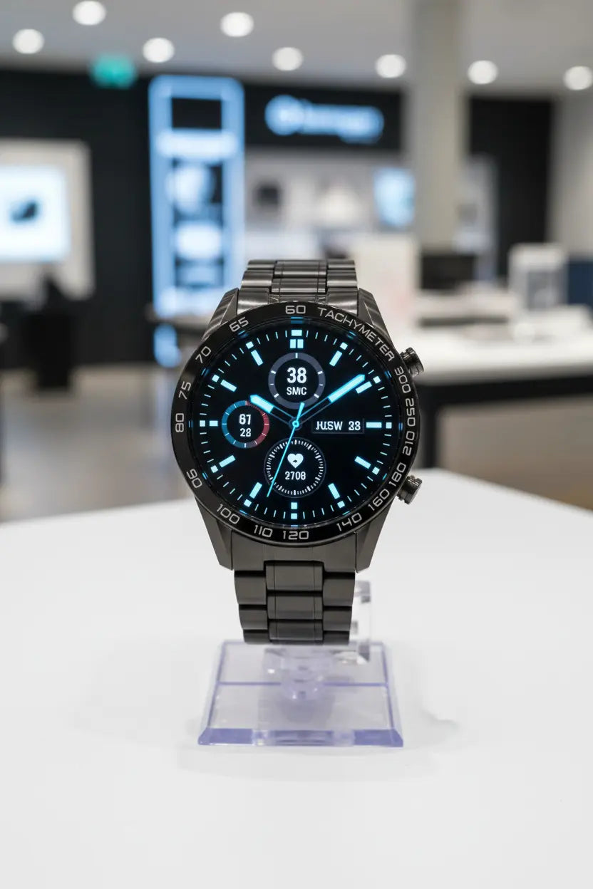 FILIEKEU Men Smart Watch for Android iOS Bluetooth Calls Voice Chat with Heart Rate/Sleep Monitor Fitness Tracker 1.3" Full Touch Screen IP67 Waterproof Stainless Steel Activity Tracker for Men