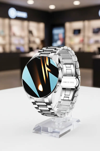 FILIEKEU Men Women Smart Watch Bluetooth Calls Heart Rate Sleep Monitor Steps Mens Smart Watch IP67 Waterproof Fitness Tracker Casual Silver Stainless Steel Smart Watches for Android iOS