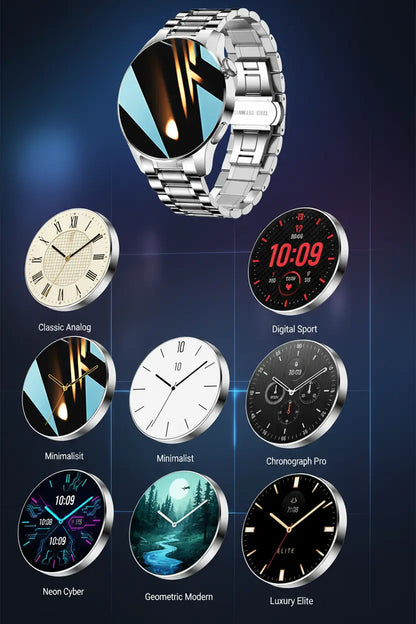 FILIEKEU Men Women Smart Watch Bluetooth Calls Heart Rate Sleep Monitor Steps Mens Smart Watch IP67 Waterproof Fitness Tracker Casual Silver Stainless Steel Smart Watches for Android iOS