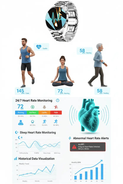 FILIEKEU Men Women Smart Watch Bluetooth Calls Heart Rate Sleep Monitor Steps Mens Smart Watch IP67 Waterproof Fitness Tracker Casual Silver Stainless Steel Smart Watches for Android iOS