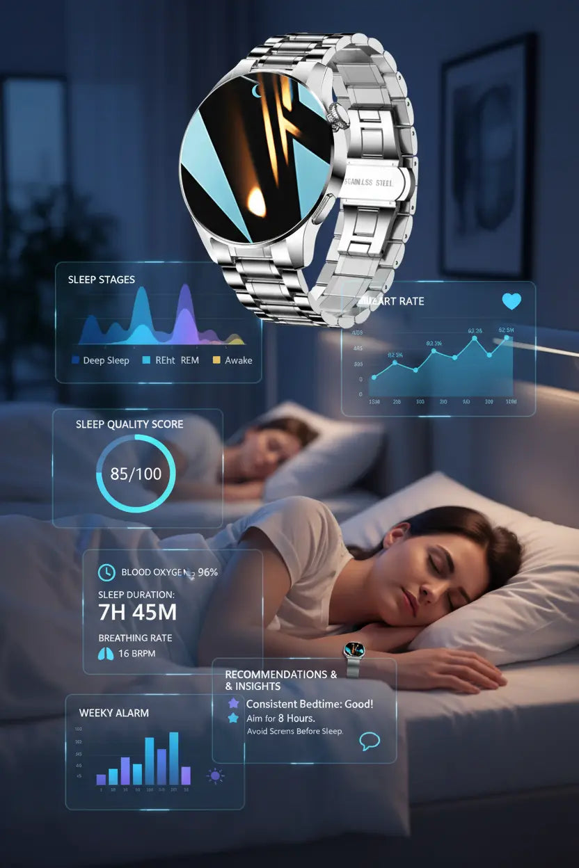 FILIEKEU Men Women Smart Watch Bluetooth Calls Heart Rate Sleep Monitor Steps Mens Smart Watch IP67 Waterproof Fitness Tracker Casual Silver Stainless Steel Smart Watches for Android iOS