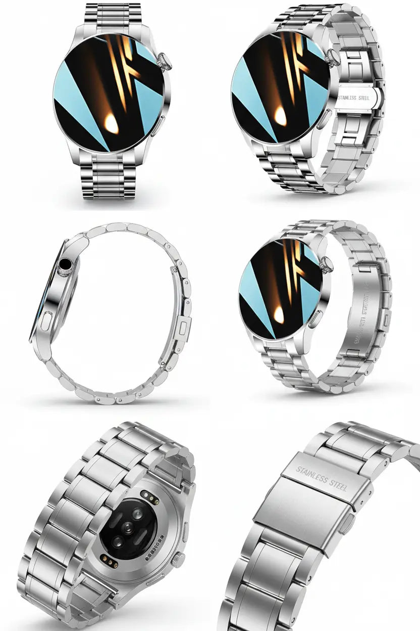 FILIEKEU Men Women Smart Watch Bluetooth Calls Heart Rate Sleep Monitor Steps Mens Smart Watch IP67 Waterproof Fitness Tracker Casual Silver Stainless Steel Smart Watches for Android iOS