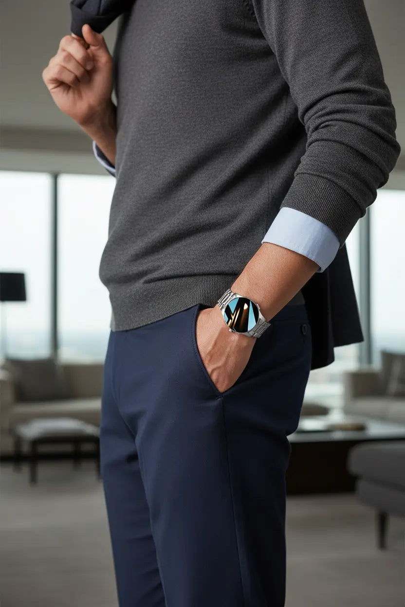 FILIEKEU Men Women Smart Watch Bluetooth Calls Heart Rate Sleep Monitor Steps Mens Smart Watch IP67 Waterproof Fitness Tracker Casual Silver Stainless Steel Smart Watches for Android iOS