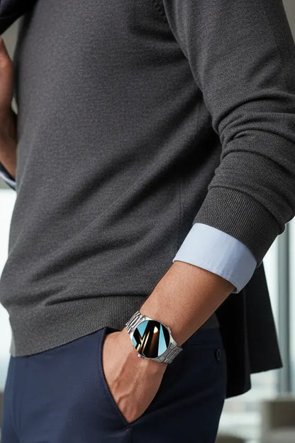 FILIEKEU Men Women Smart Watch Bluetooth Calls Heart Rate Sleep Monitor Steps Mens Smart Watch IP67 Waterproof Fitness Tracker Casual Silver Stainless Steel Smart Watches for Android iOS