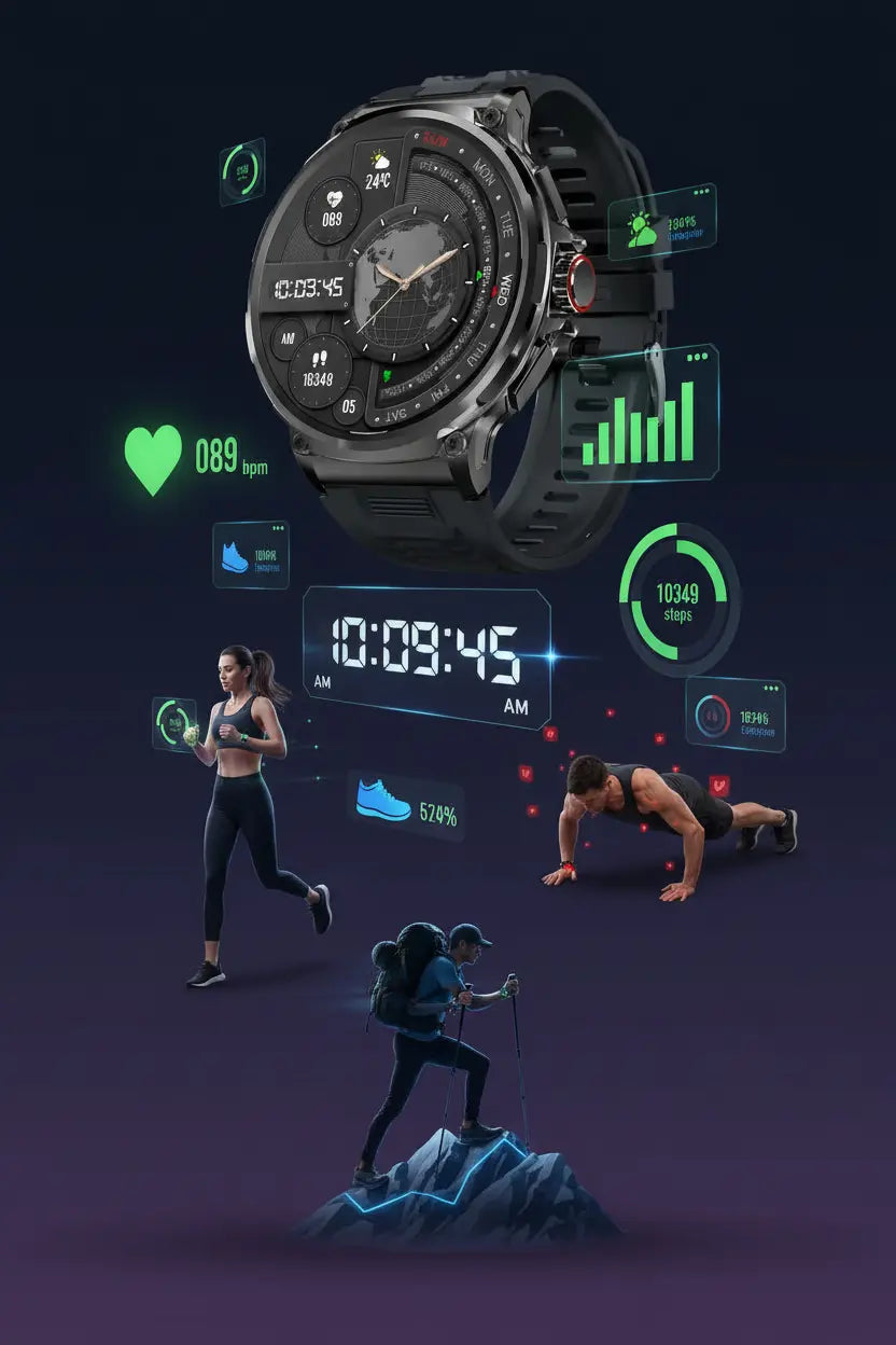 FILIEKEU Women Men Smart Watch Bluetooth Calls IP68 Waterproof Sport Fitness Tracker 1.85" HD Touch Screen Black Stainless Steel Smart Watches for Android iOS