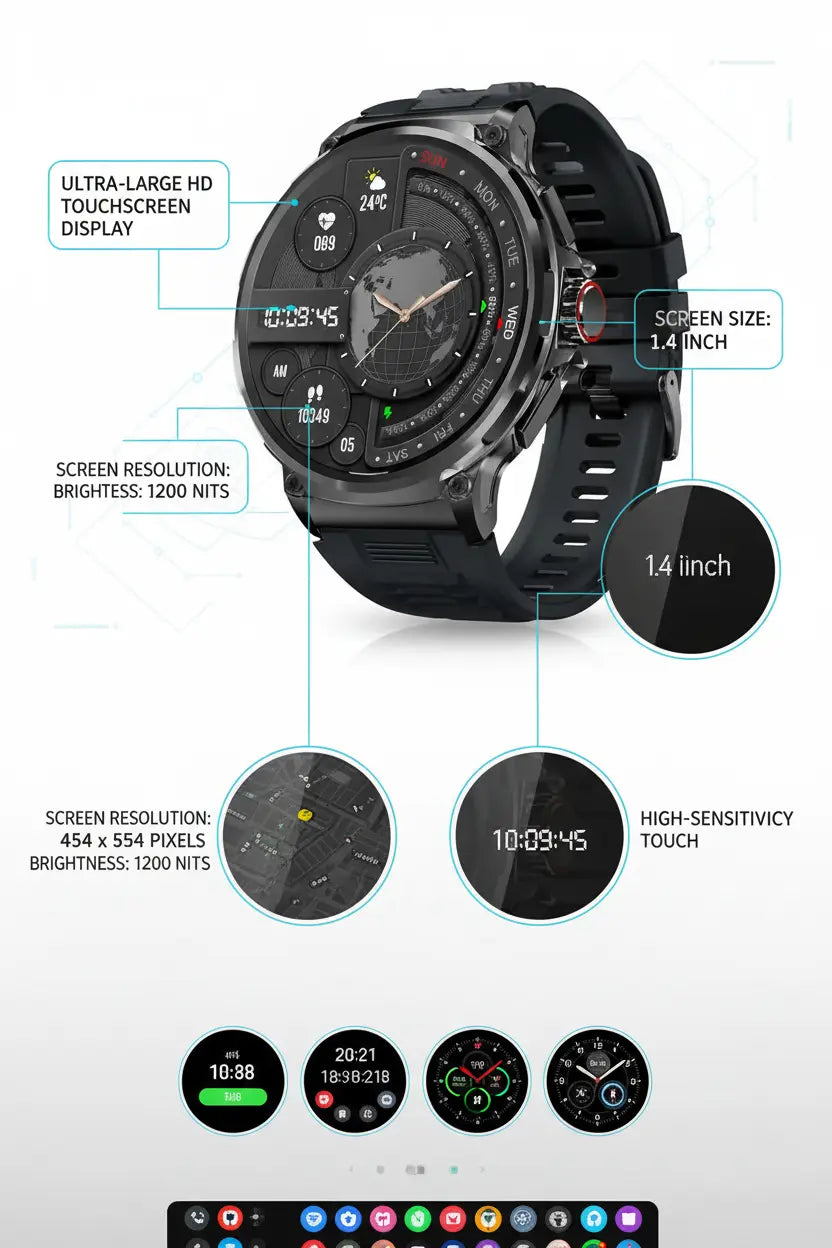 FILIEKEU Women Men Smart Watch Bluetooth Calls IP68 Waterproof Sport Fitness Tracker 1.85" HD Touch Screen Black Stainless Steel Smart Watches for Android iOS