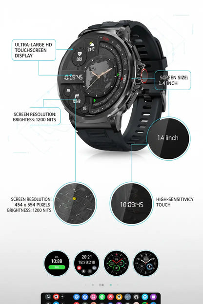 FILIEKEU Women Men Smart Watch Bluetooth Calls IP68 Waterproof Sport Fitness Tracker 1.85" HD Touch Screen Black Stainless Steel Smart Watches for Android iOS