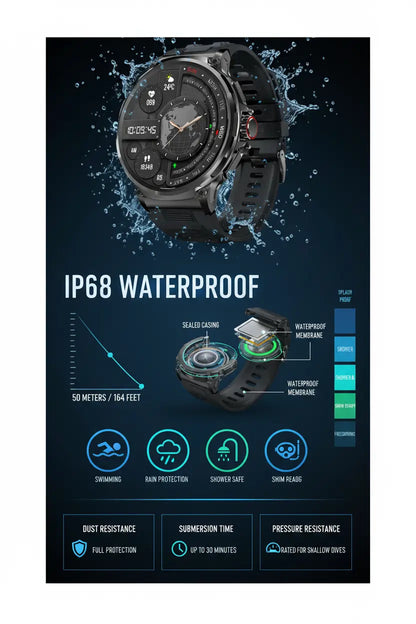 FILIEKEU Women Men Smart Watch Bluetooth Calls IP68 Waterproof Sport Fitness Tracker 1.85" HD Touch Screen Black Stainless Steel Smart Watches for Android iOS