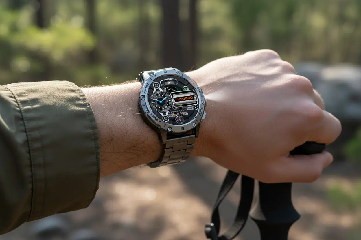 FOXBOX Military Smart Watch for Men with Flashlight The Blue Coil