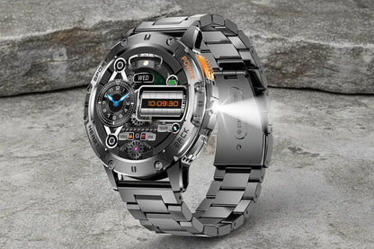 FOXBOX Military Smart Watch for Men with Flashlight The Blue Coil
