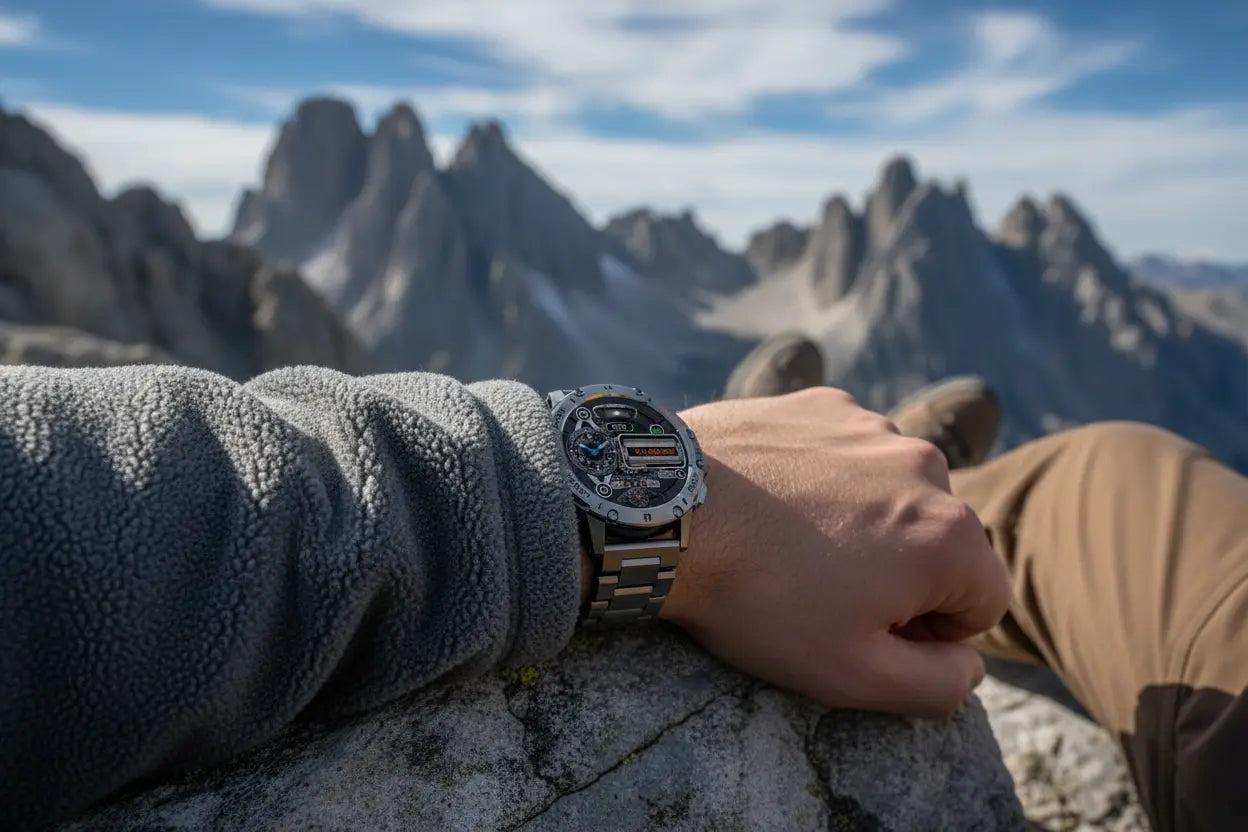 FOXBOX Military Smart Watch for Men with Flashlight The Blue Coil