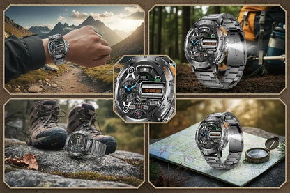 FOXBOX Military Smart Watch for Men with Flashlight The Blue Coil